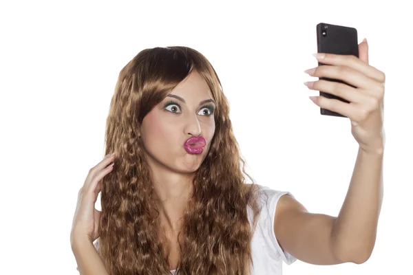 Mujer haciendo selfie — Foto de Stock