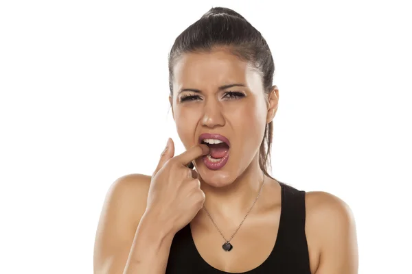 Mujer con dolor de muelas — Foto de Stock