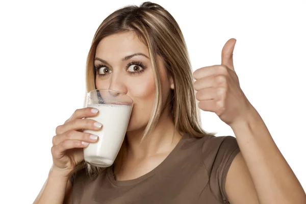 Thumb up for milk — Stock Photo, Image