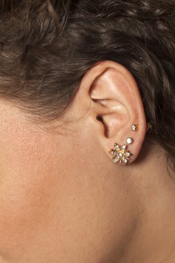 ear with earrings clipart