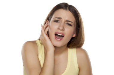 woman with painful ear clipart