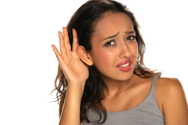 Portret Van Jonge Mooie Indische Vrouw Met Palm Achter Haar — Stockfoto