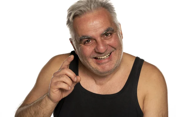 Glücklicher Unrasierter Mann Mittleren Alters Mit Kurzen Grauen Haaren — Stockfoto