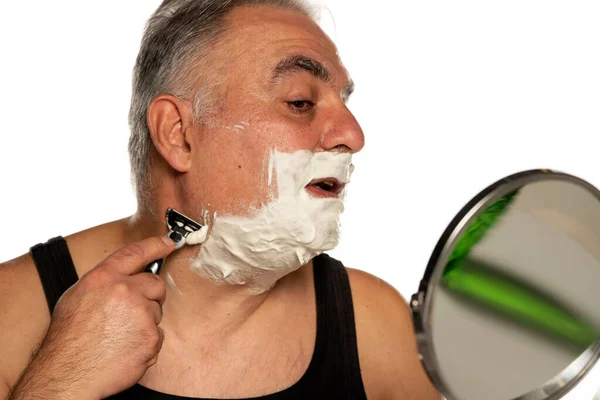 Homme Âge Moyen Avec Des Rasages Courts Cheveux Gris Barbe — Photo