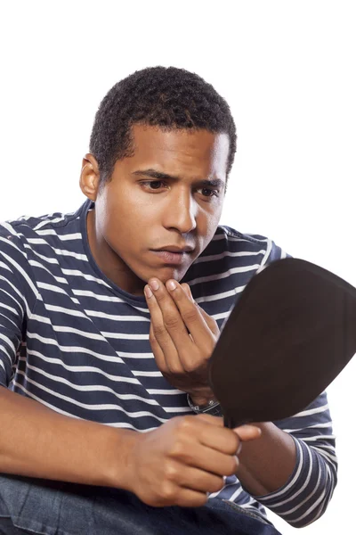 Man with a mirror — Stock Photo, Image