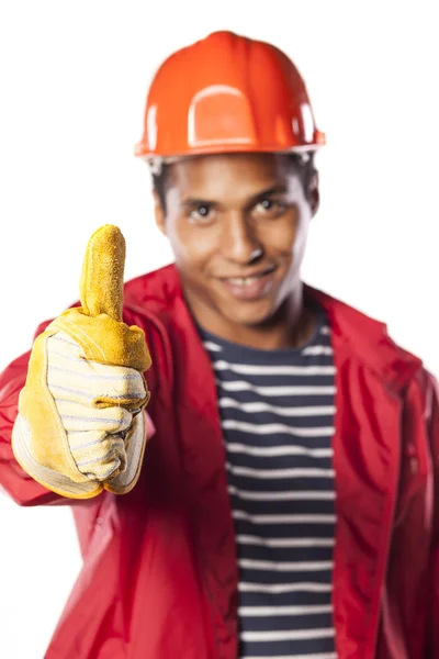 Trabalhador com capacete — Fotografia de Stock