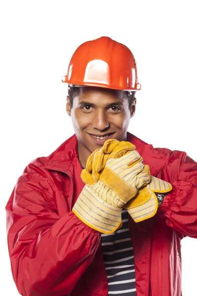 Trabajador con casco — Foto de Stock