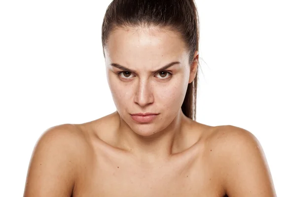 Angry without make-up — Stok fotoğraf