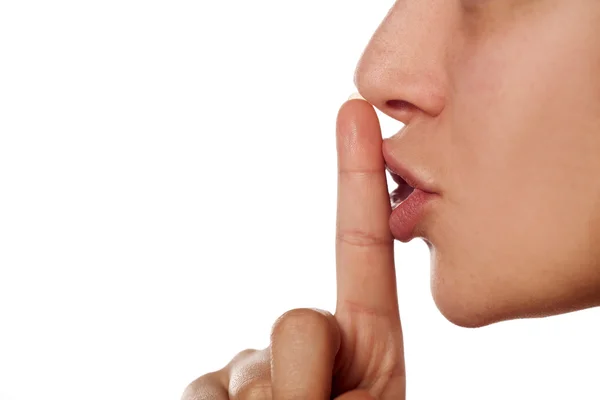 Vinger op lippen — Stockfoto