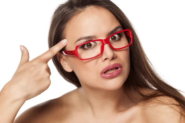 Kobieta z okularów — Zdjęcie stockowe