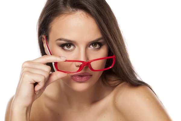 Ivona strana 80woman con gafas graduadas — Foto de Stock