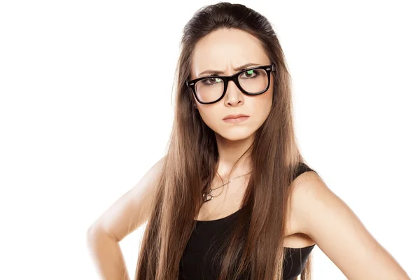 Angry woman with glasses — Stock Photo, Image