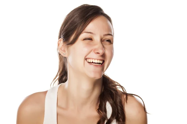 Usmívající se žena bez make-up — Stock fotografie