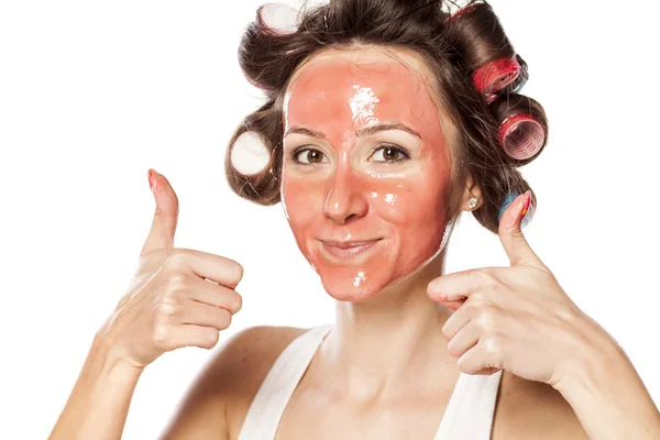 Curlers and face mask — Stock Photo, Image