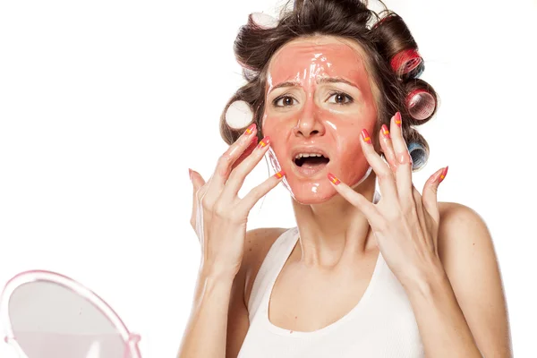 Curlers and face mask — Stock Photo, Image