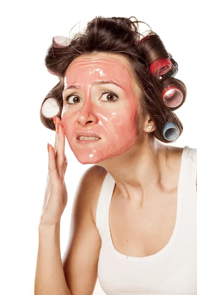 Curlers and face mask — Stock Photo, Image