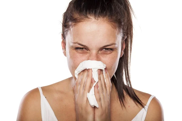 Mulher com gripe — Fotografia de Stock