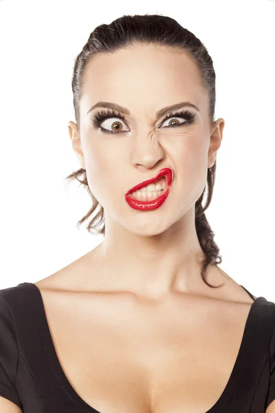 Woman with funny face — Stock Photo, Image