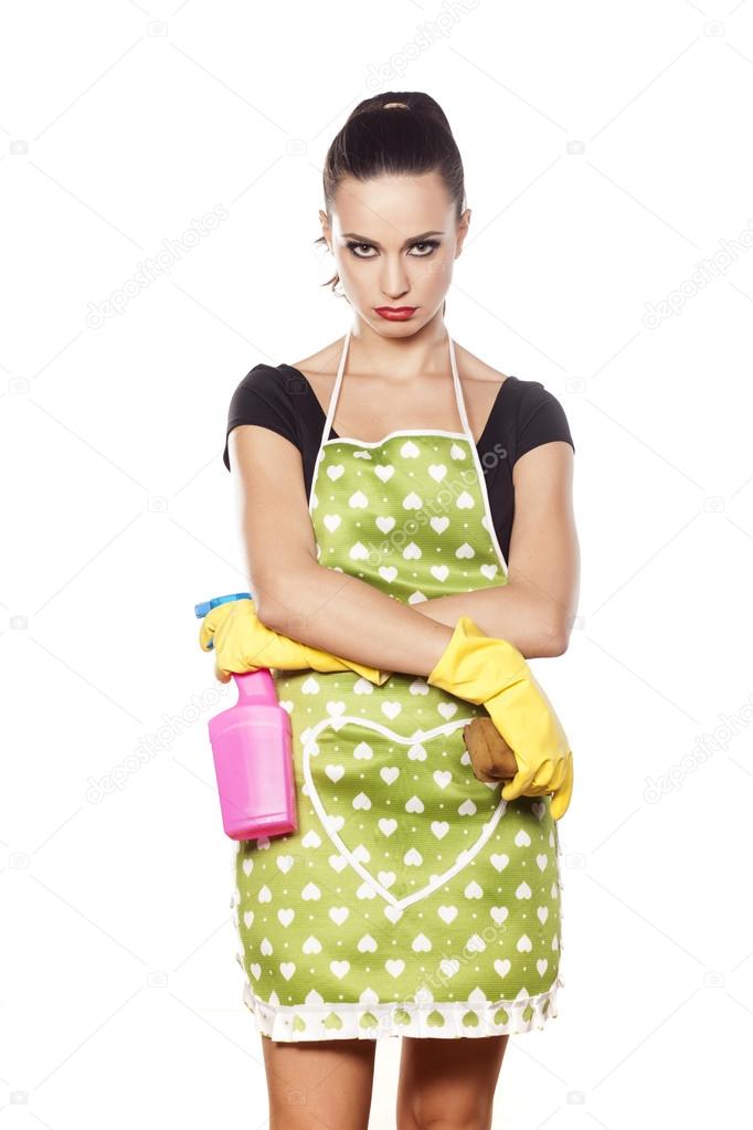 Unhappy fashionable housewife