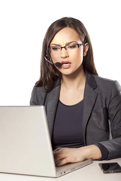 Girl in the call center — Stock Photo, Image