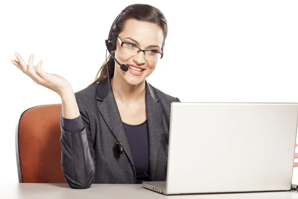 Girl with headset — Stock Photo, Image