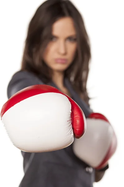 Boxing business woman — Stock Photo, Image