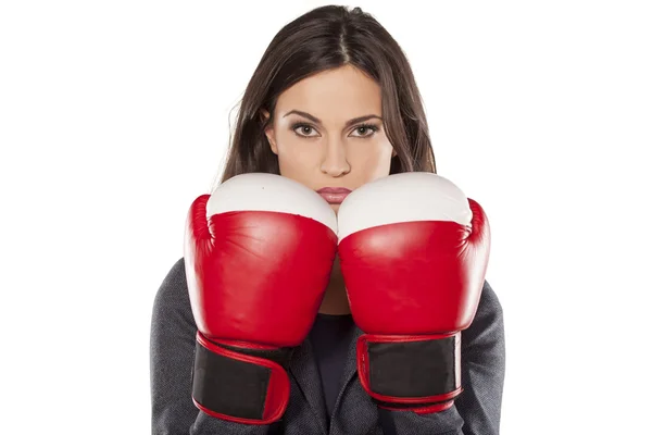 Boxeo mujer de negocios — Foto de Stock