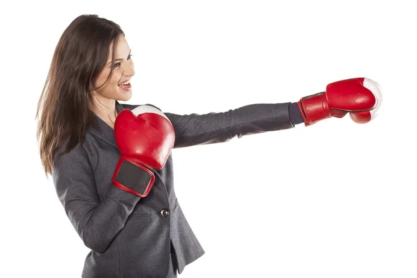 Boxing business woman — Stock Photo, Image