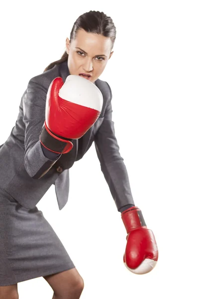 Boxning affärskvinna — Stockfoto