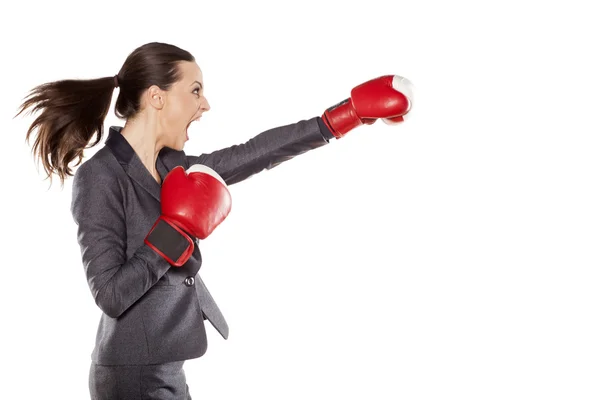 Business woman attack — Stock Photo, Image