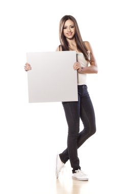 Güzel kız bir Pano holding