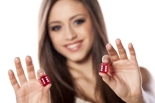 Gambling girl — Stock Photo, Image