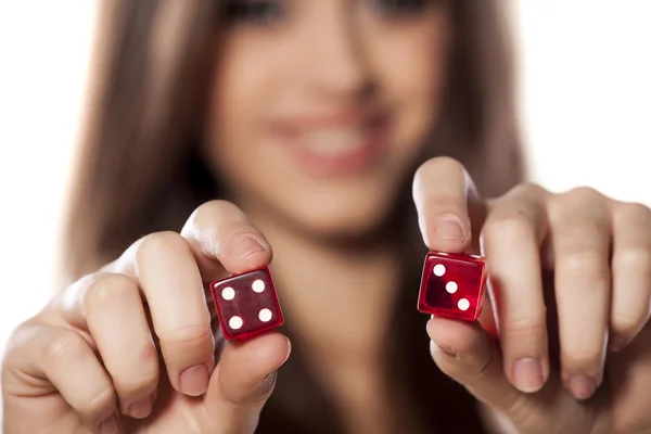 Gambling girl — Stock Photo, Image