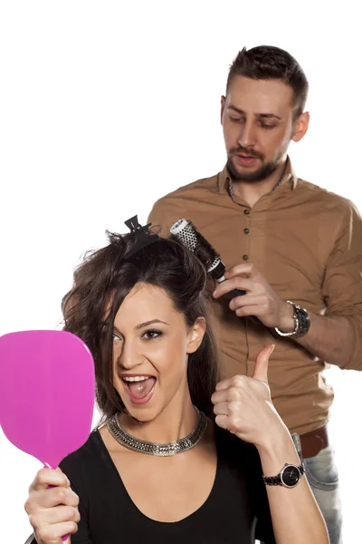 Hairdresser and a client — Stock Photo, Image