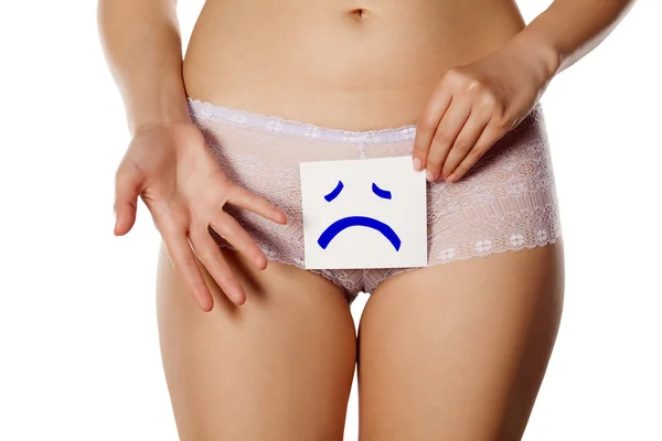 Gesto de dolor sobre la vagina —  Fotos de Stock