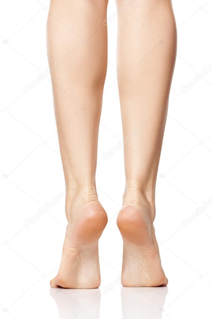 Side View Beautifully Cared Women's Legs Feet White Background Stock Photo  by ©VGeorgiev 577742030