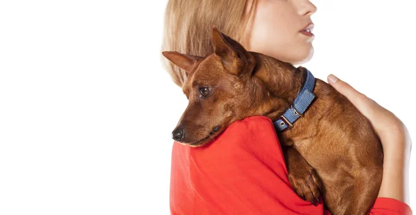 Cane e una donna — Foto Stock