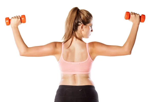 Mujer con pesas — Foto de Stock