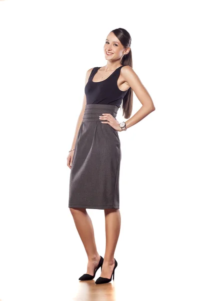 Happy woman in skirt — Stock Photo, Image