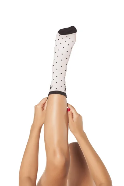 Sock on a leg — Stock Photo, Image