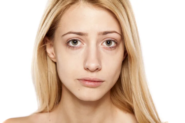 Sad blonde without make up — Stock Photo, Image