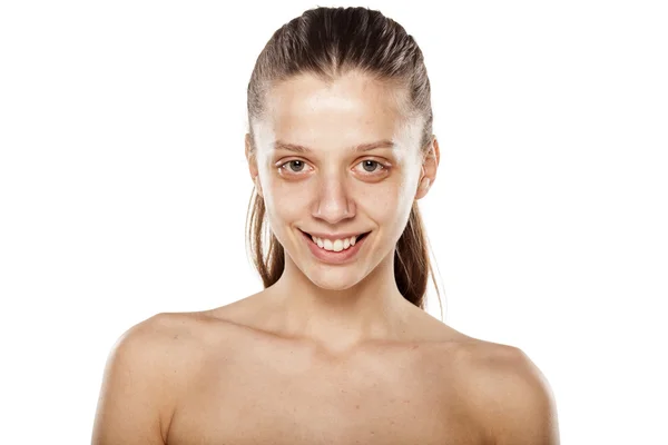 Happy woman without make up — Stock Photo, Image