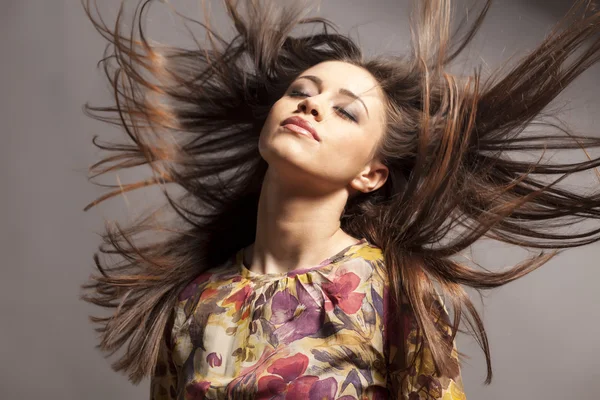 Wind in her hair — Stock Photo, Image