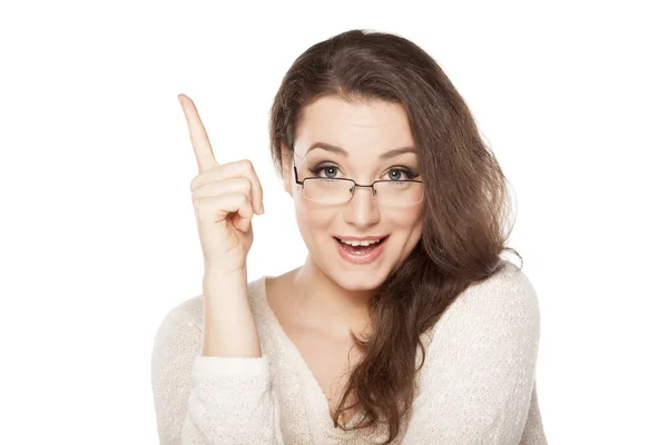 Mulher sorridente com óculos — Fotografia de Stock