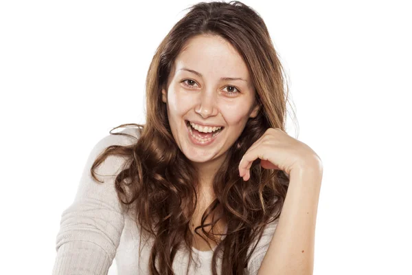 Happy without makeup Stock Photo
