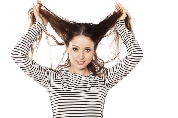 Adoro o meu cabelo. — Fotografia de Stock