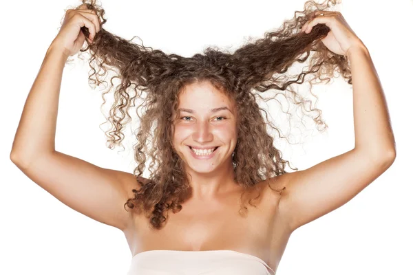 Capelli ricci lunghi — Foto Stock