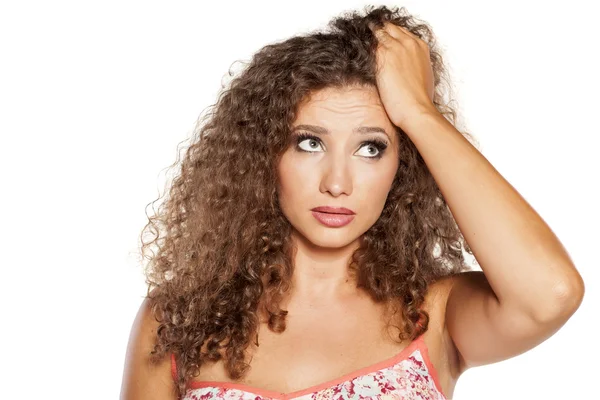 Curly and worried — Stock Photo, Image