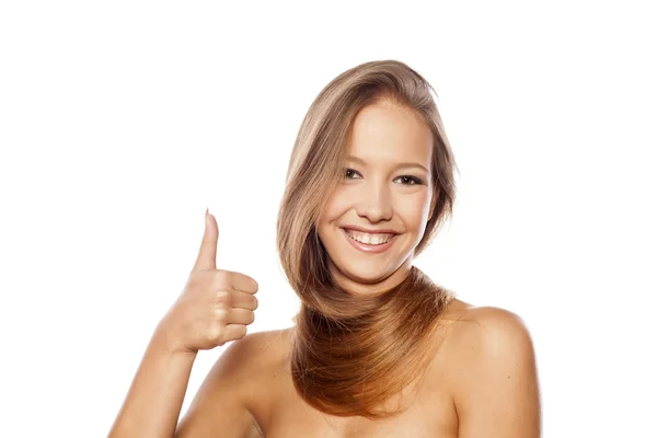 Thumb up for healthy hair — Stock Photo, Image