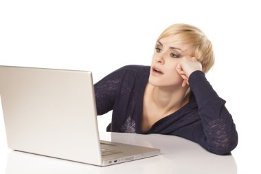 blond with a laptop